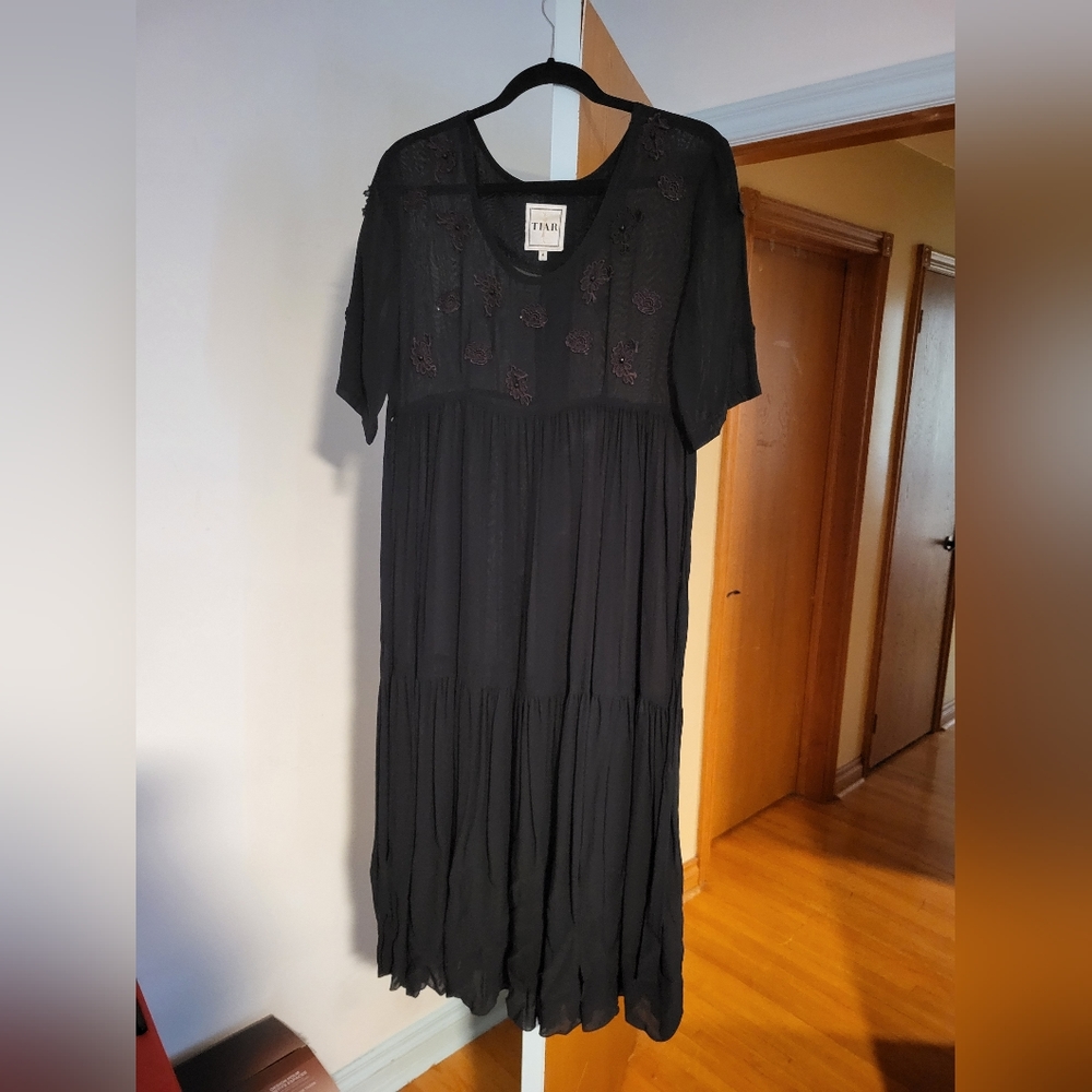 VINTAGE MENDOCINO BLACK SHEER EMPIRE WAIST DRESS